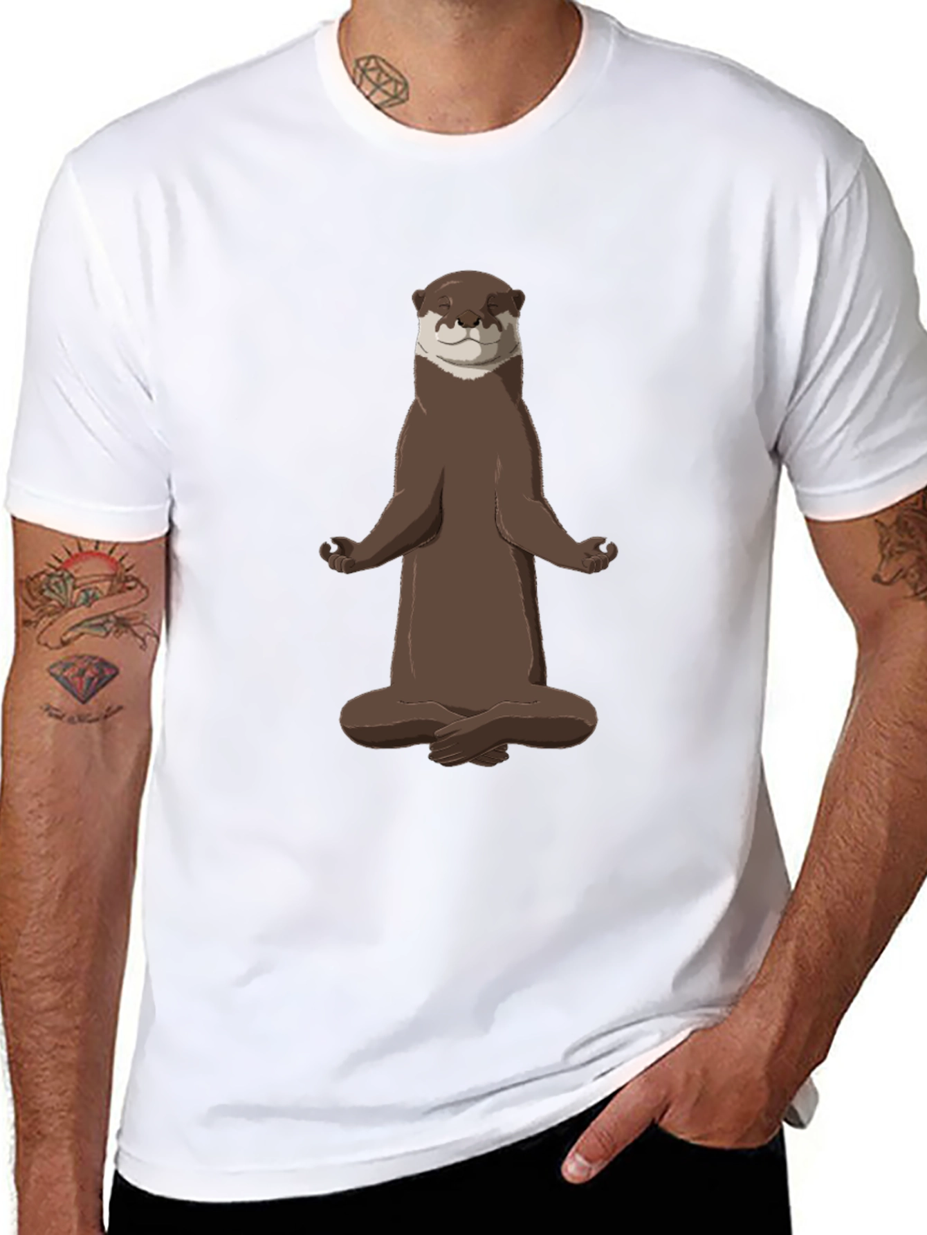 Zen Otter Black T-Shirt - Meditating Animal Tee