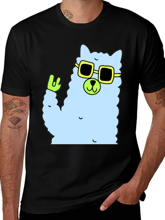Cool Llama Graphic Tee - Black Cotton T-Shirt