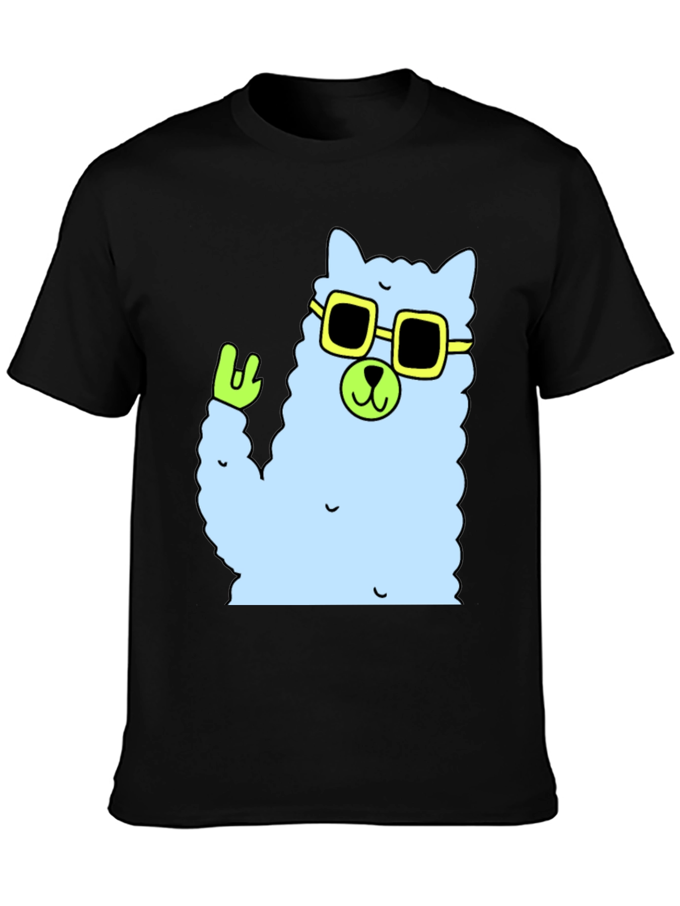 Cool Llama Graphic Tee - Black Cotton T-Shirt