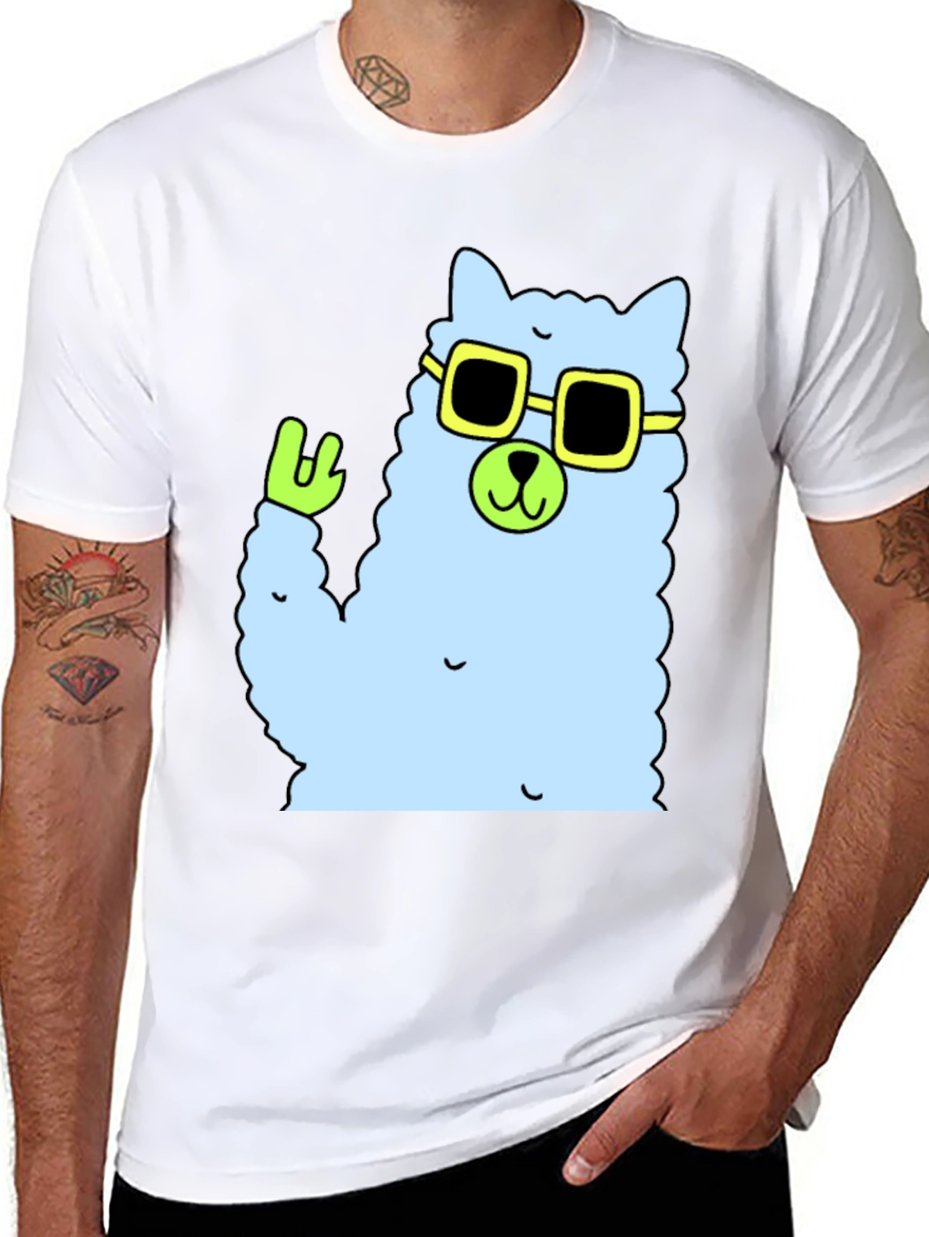 Cool Llama Graphic Tee - Black Cotton T-Shirt