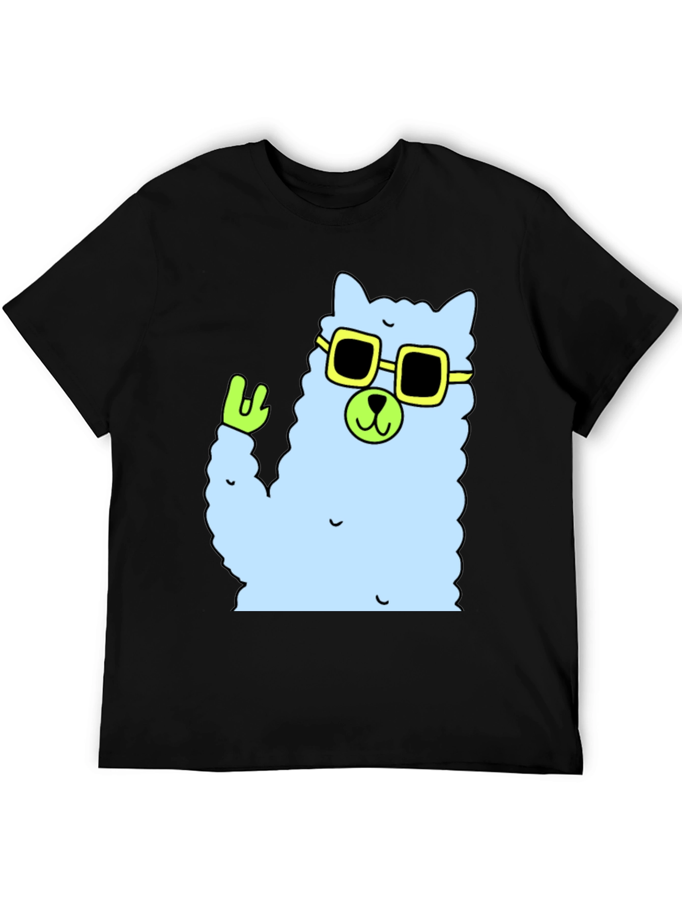 Cool Llama Graphic Tee - Black Cotton T-Shirt