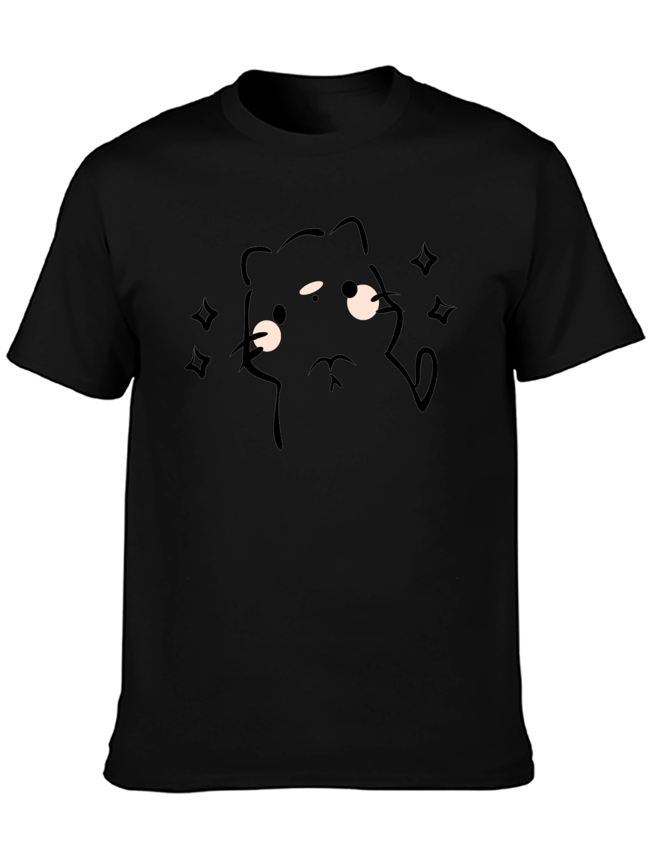 Black Funny Cat T-Shirt for Men
