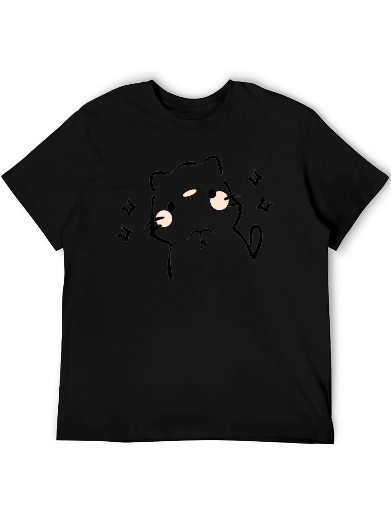 Black Funny Cat T-Shirt for Men