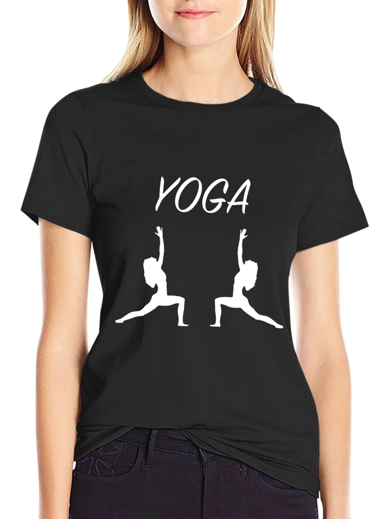 Yoga Silhouette Graphic Black T-Shirt