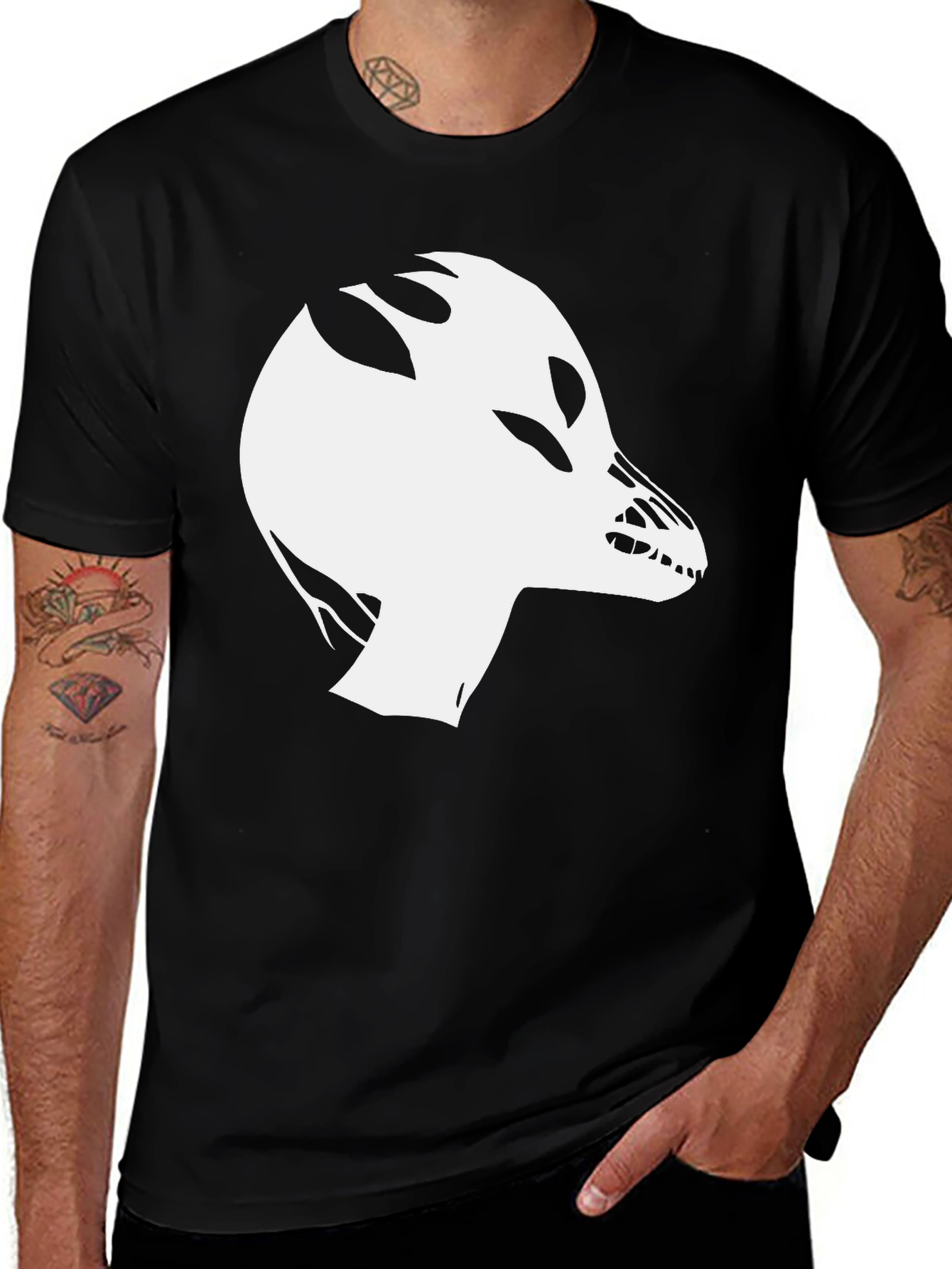 Abstract Creature Graphic Tee - Black