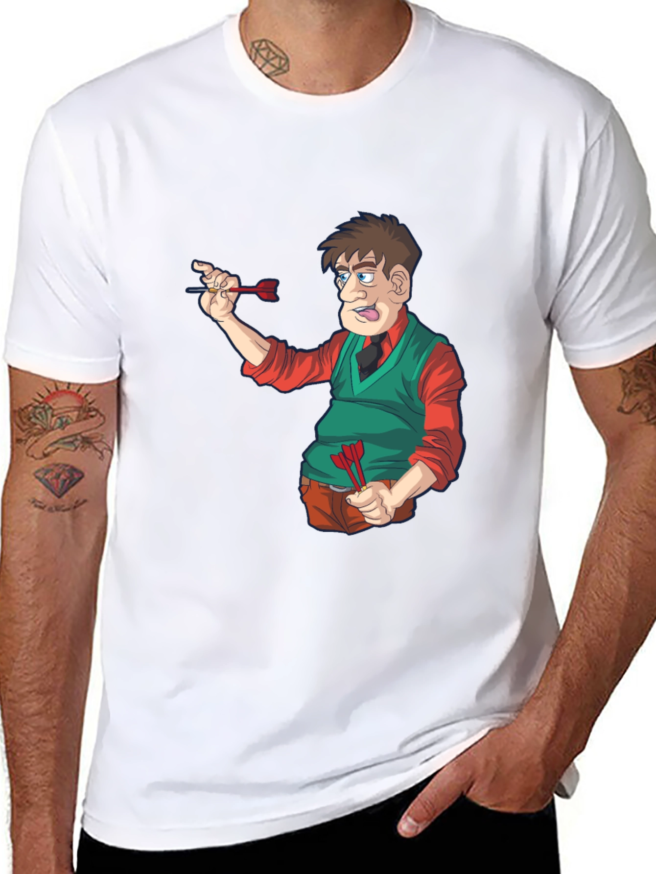Darts Cartoon T-Shirt - Unique Graphic Tee