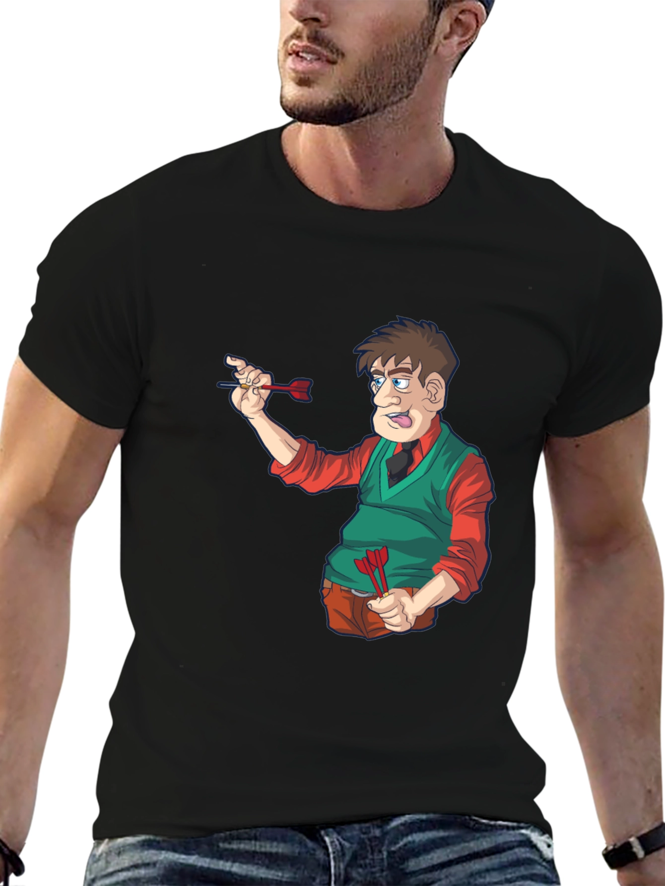 Darts Cartoon T-Shirt - Unique Graphic Tee