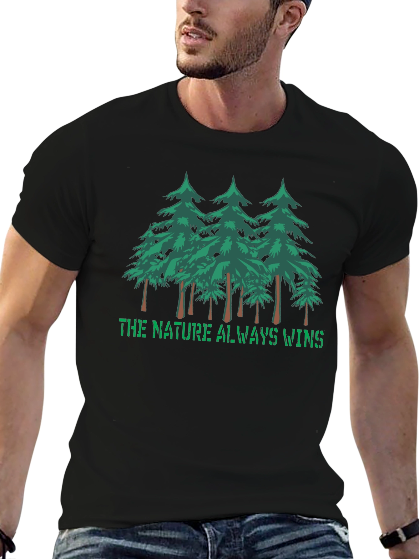Nature Wins Black Graphic Tee