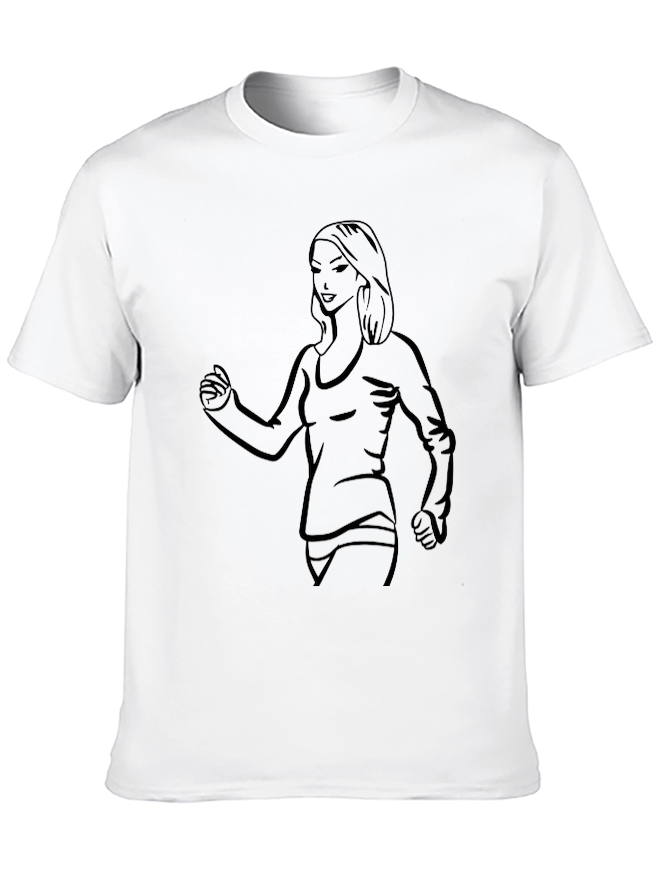 Black T-Shirt with Woman Line Art