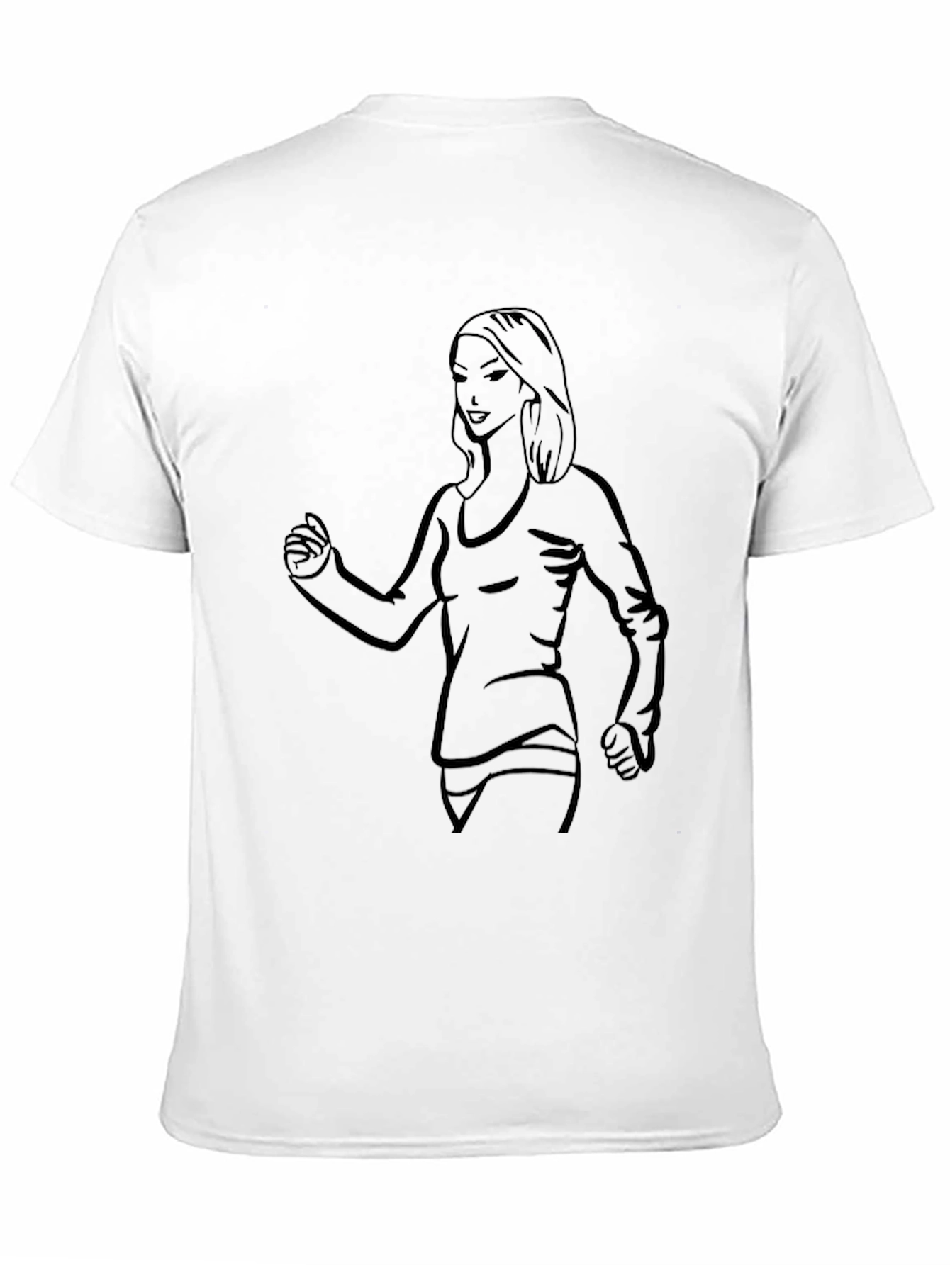 Black T-Shirt with Woman Line Art