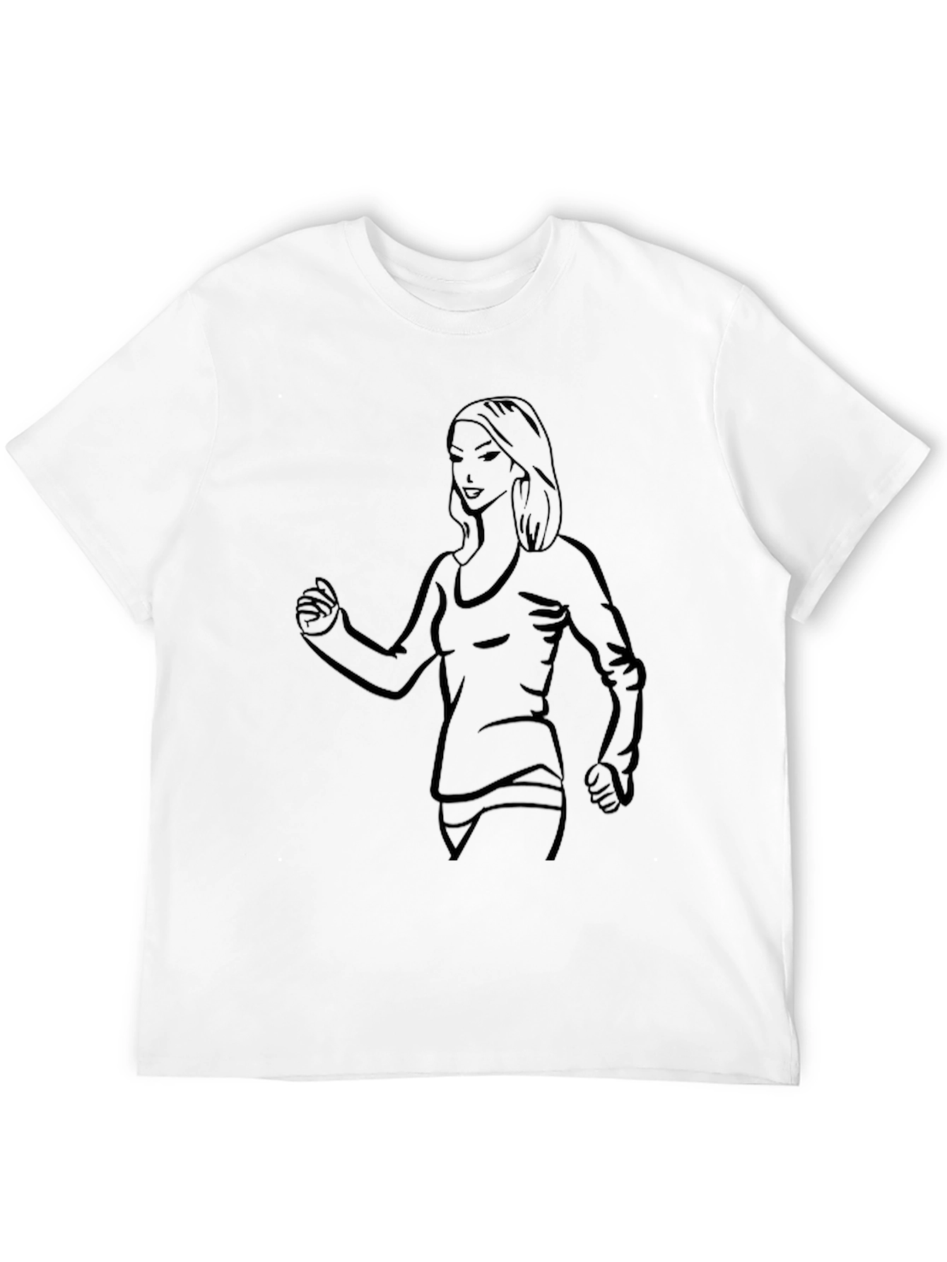 Black T-Shirt with Woman Line Art