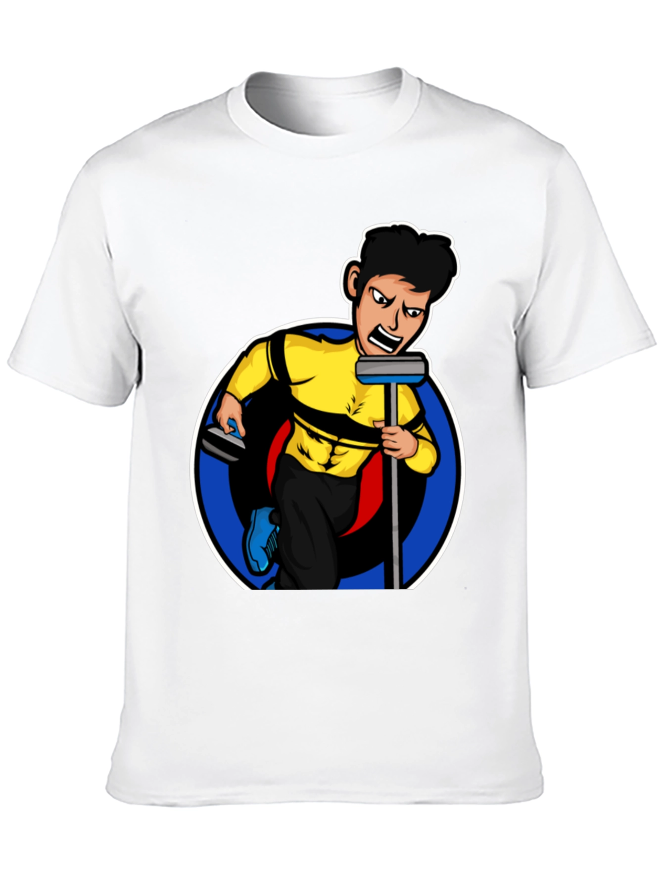 Curling Cartoon Graphic Tee - Black