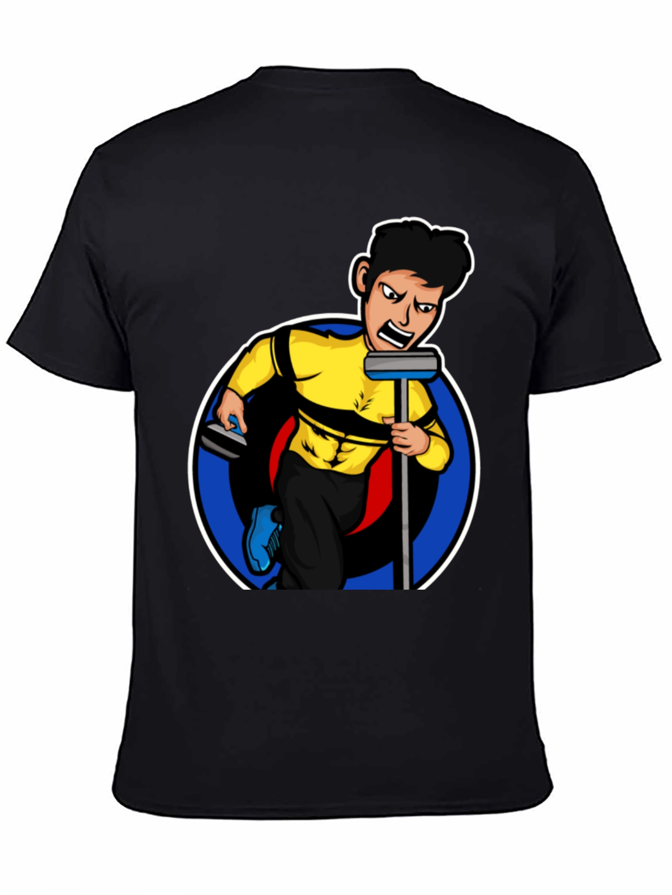 Curling Cartoon Graphic Tee - Black