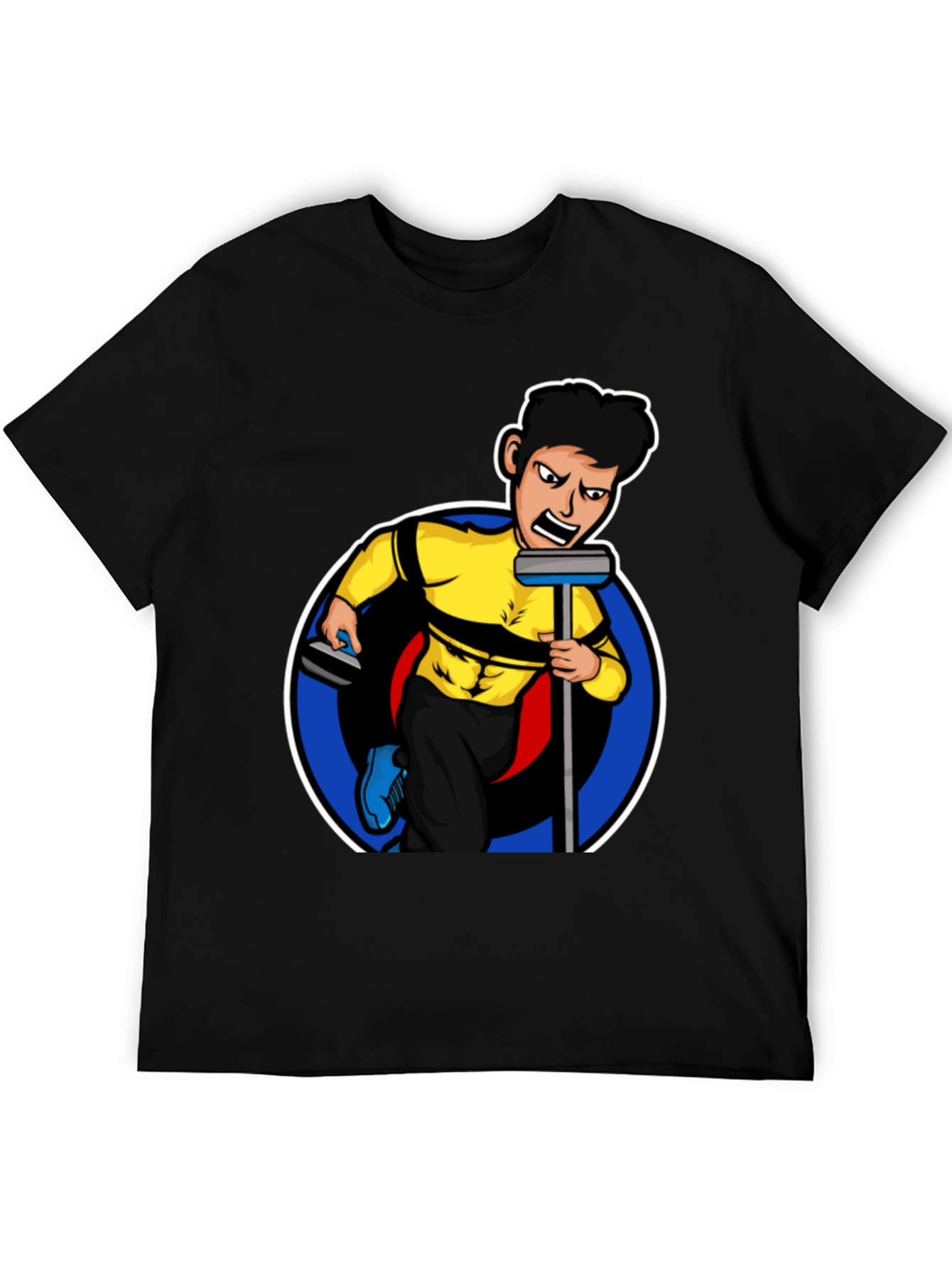 Curling Cartoon Graphic Tee - Black