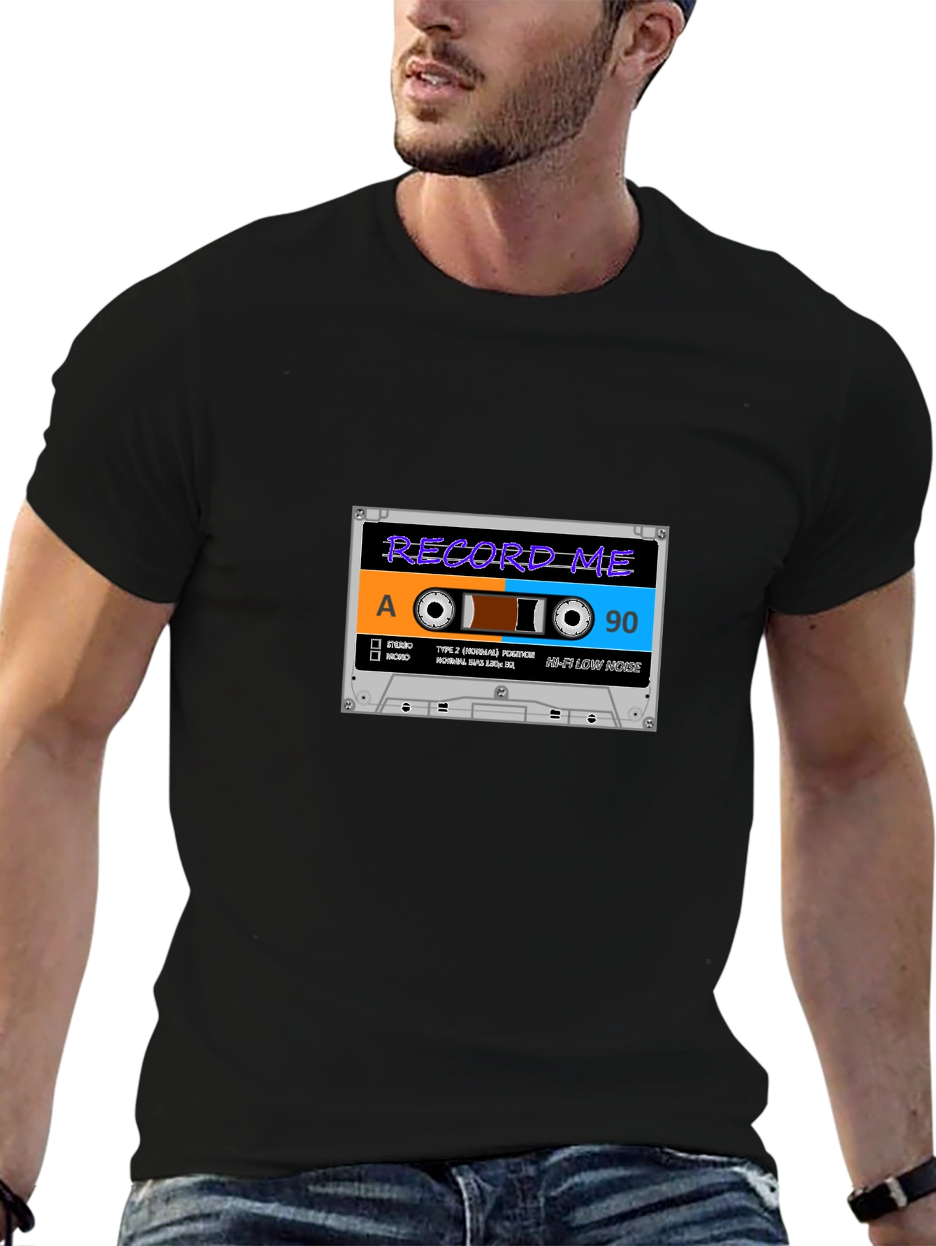 Retro Cassette Tape Graphic Black T-Shirt