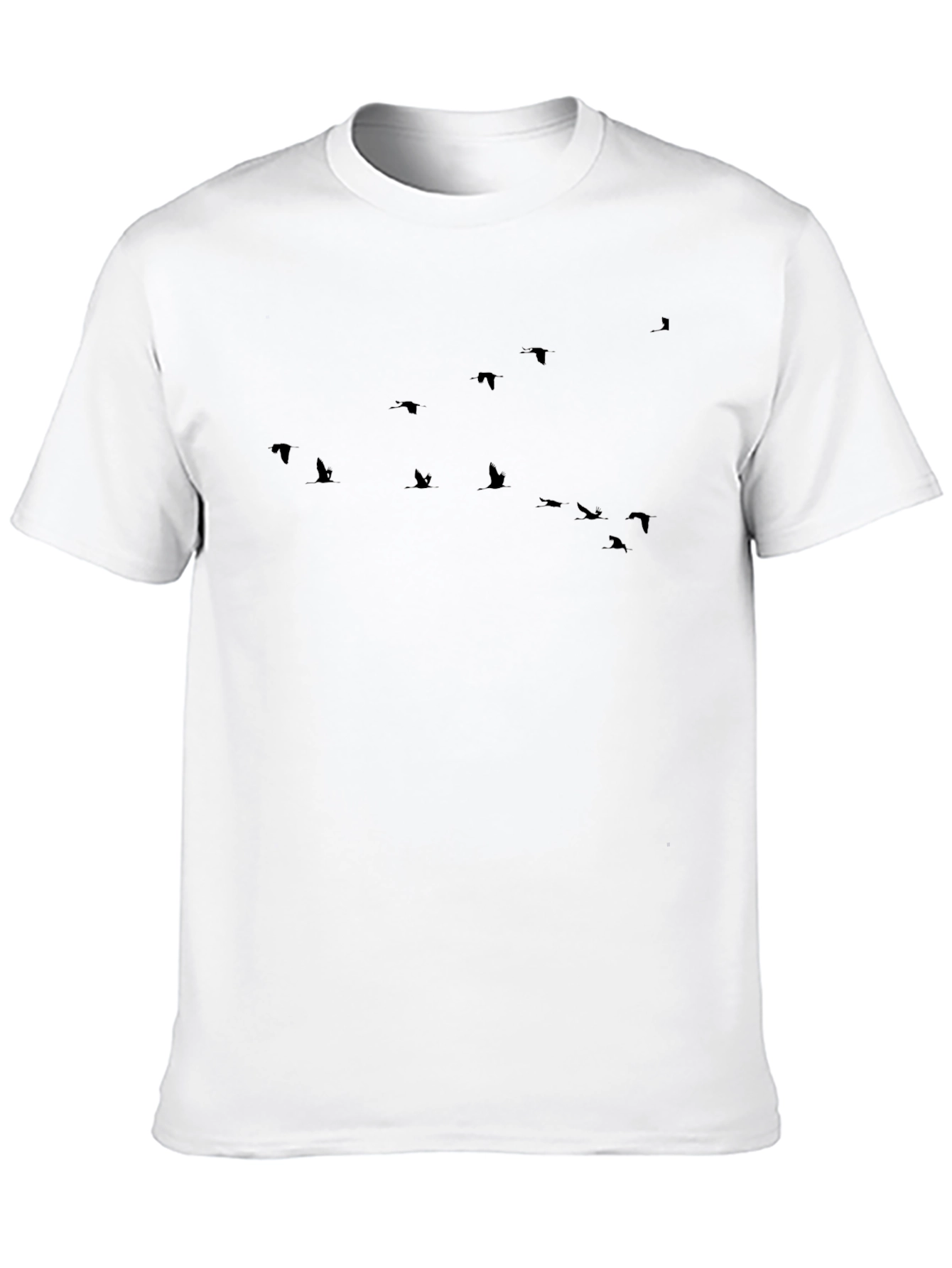 Mens Black Bird Print Crew Neck T-Shirt