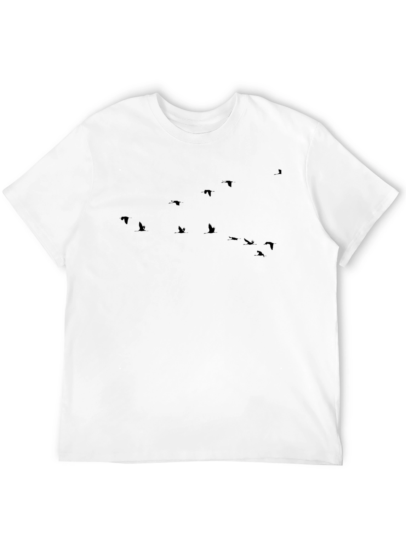 Mens Black Bird Print Crew Neck T-Shirt