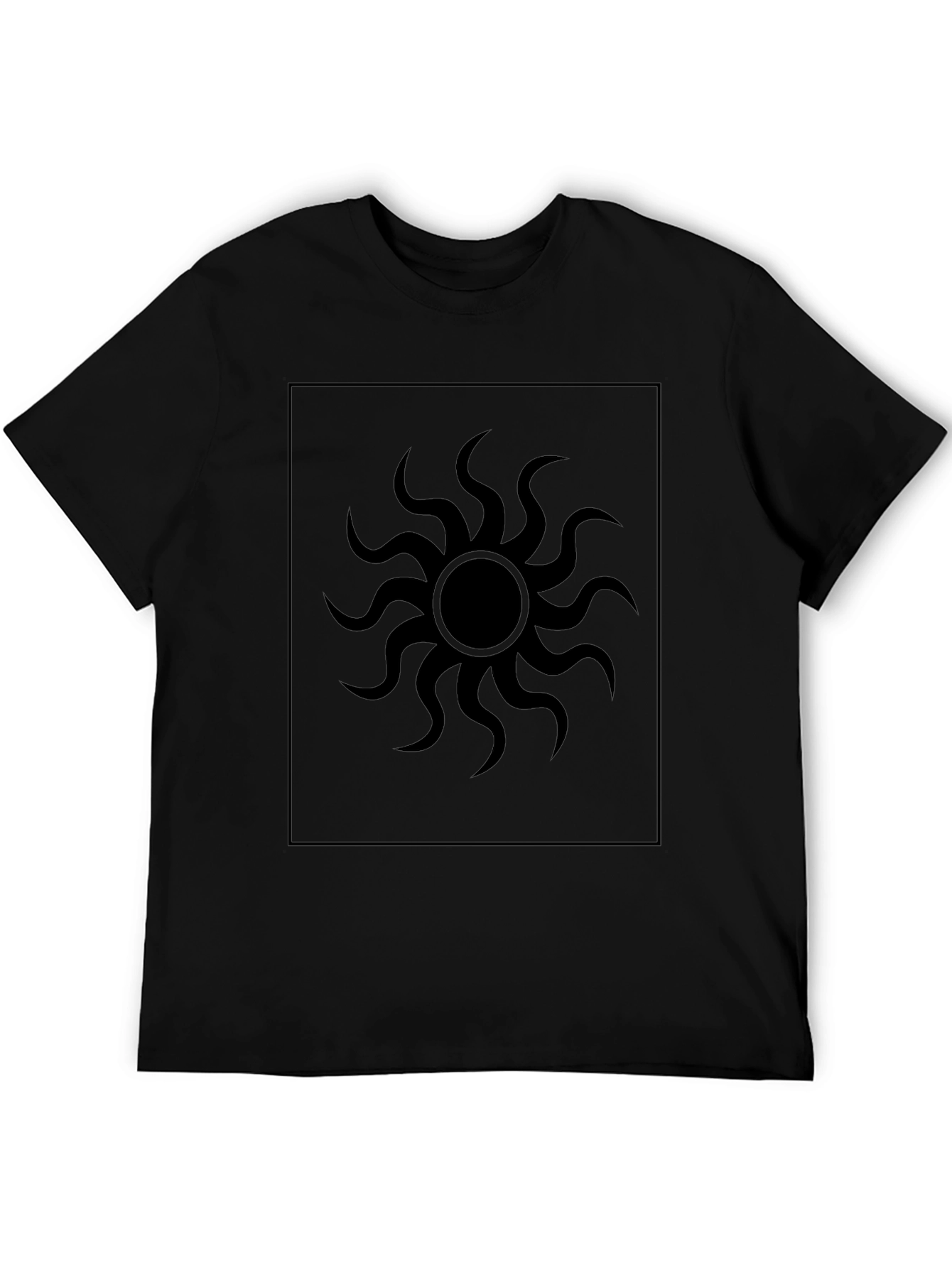Black Graphic Tee - Sunburst Design Stylish Casual Wear