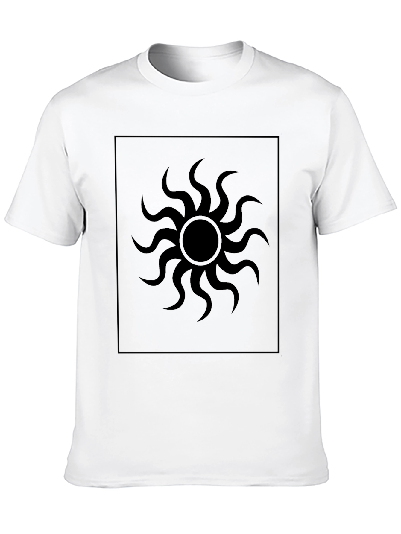 Black Graphic Tee - Sunburst Design Stylish Casual Wear