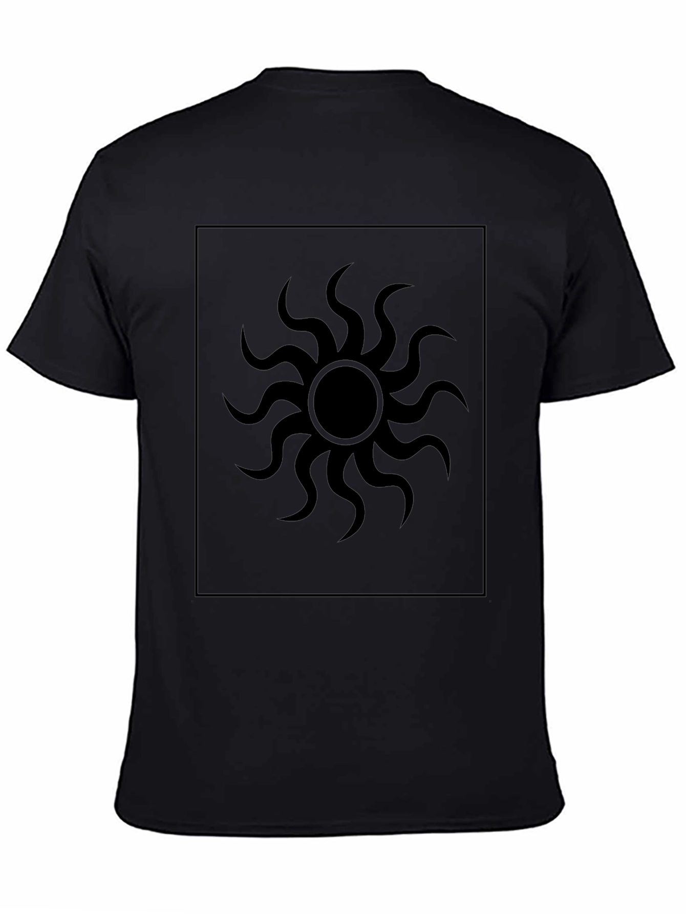 Black Graphic Tee - Sunburst Design Stylish Casual Wear
