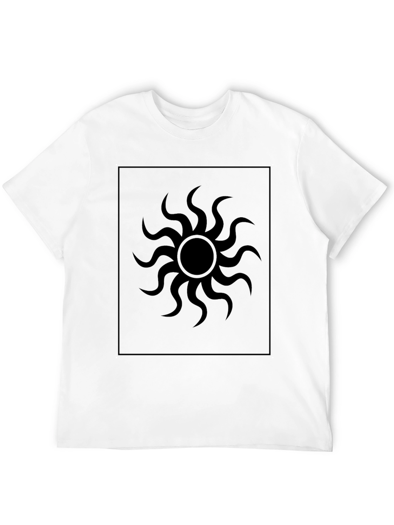 Black Graphic Tee - Sunburst Design Stylish Casual Wear