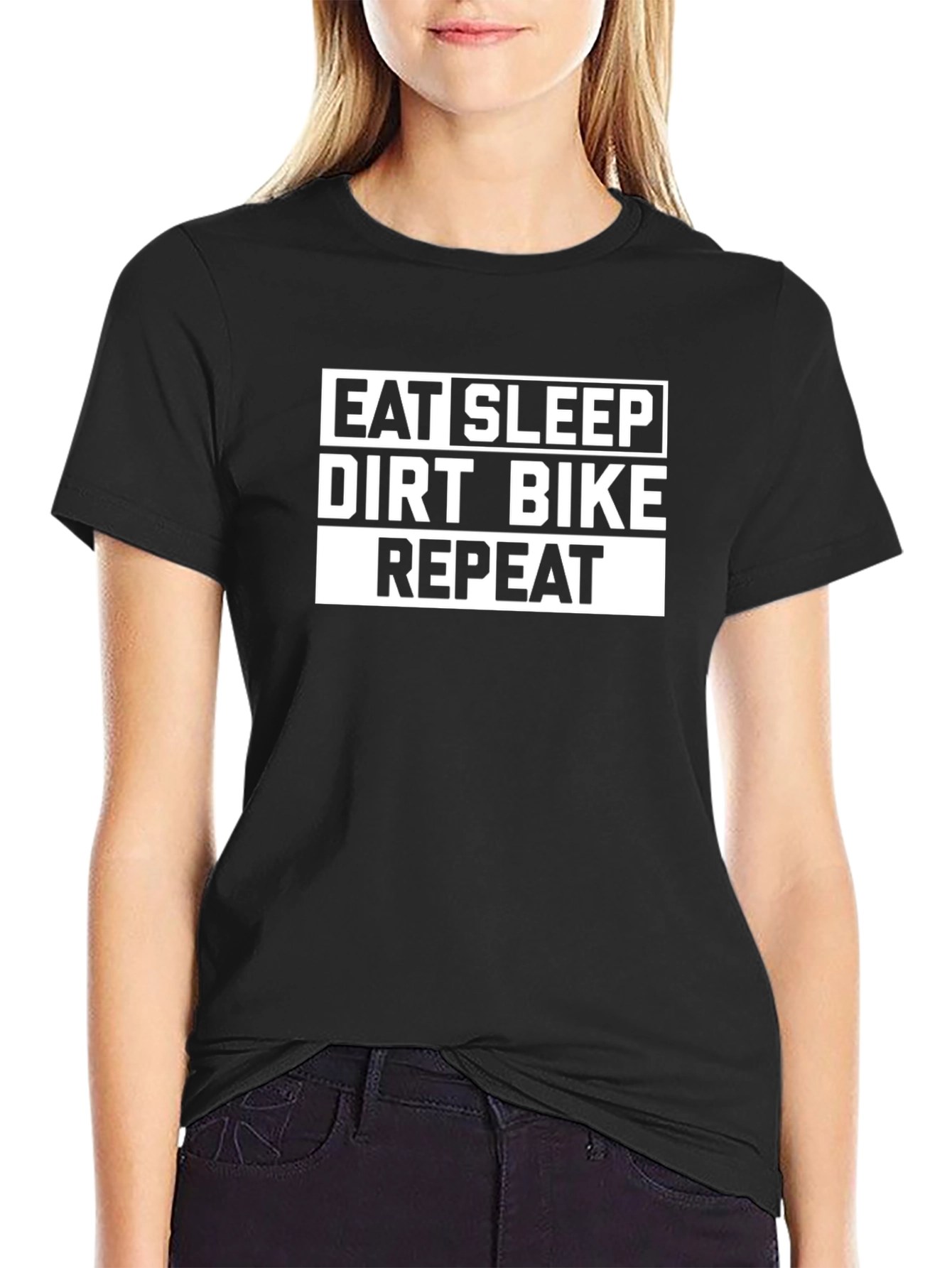 Eat Sleep Dirt Bike Repeat Black T-Shirt