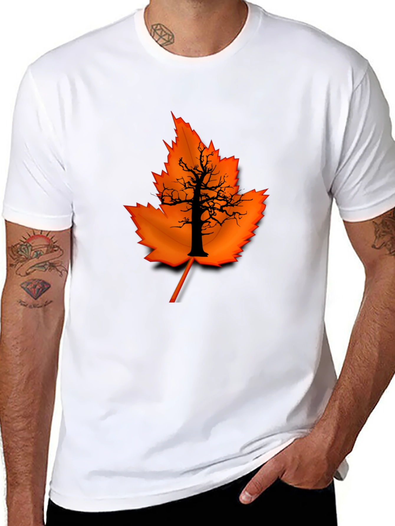 Autumn Leaf Tree Graphic Black Tee