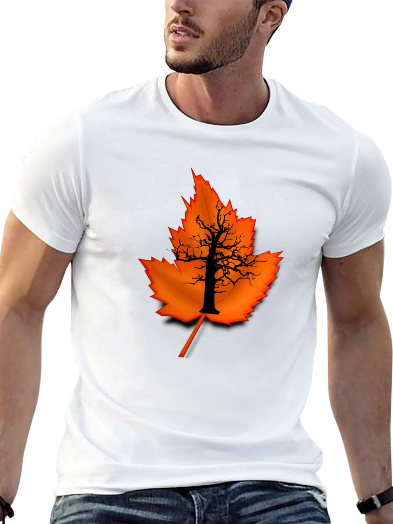 Autumn Leaf Tree Graphic Black Tee