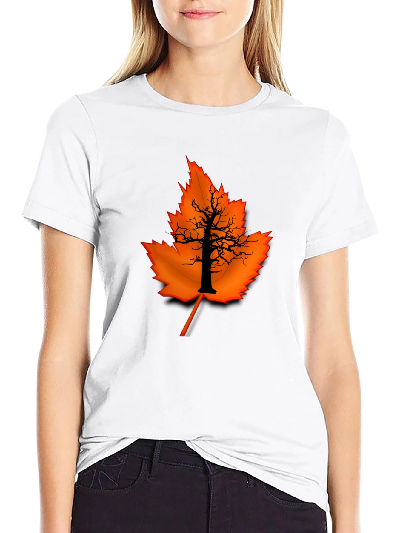Autumn Leaf Tree Graphic Black Tee