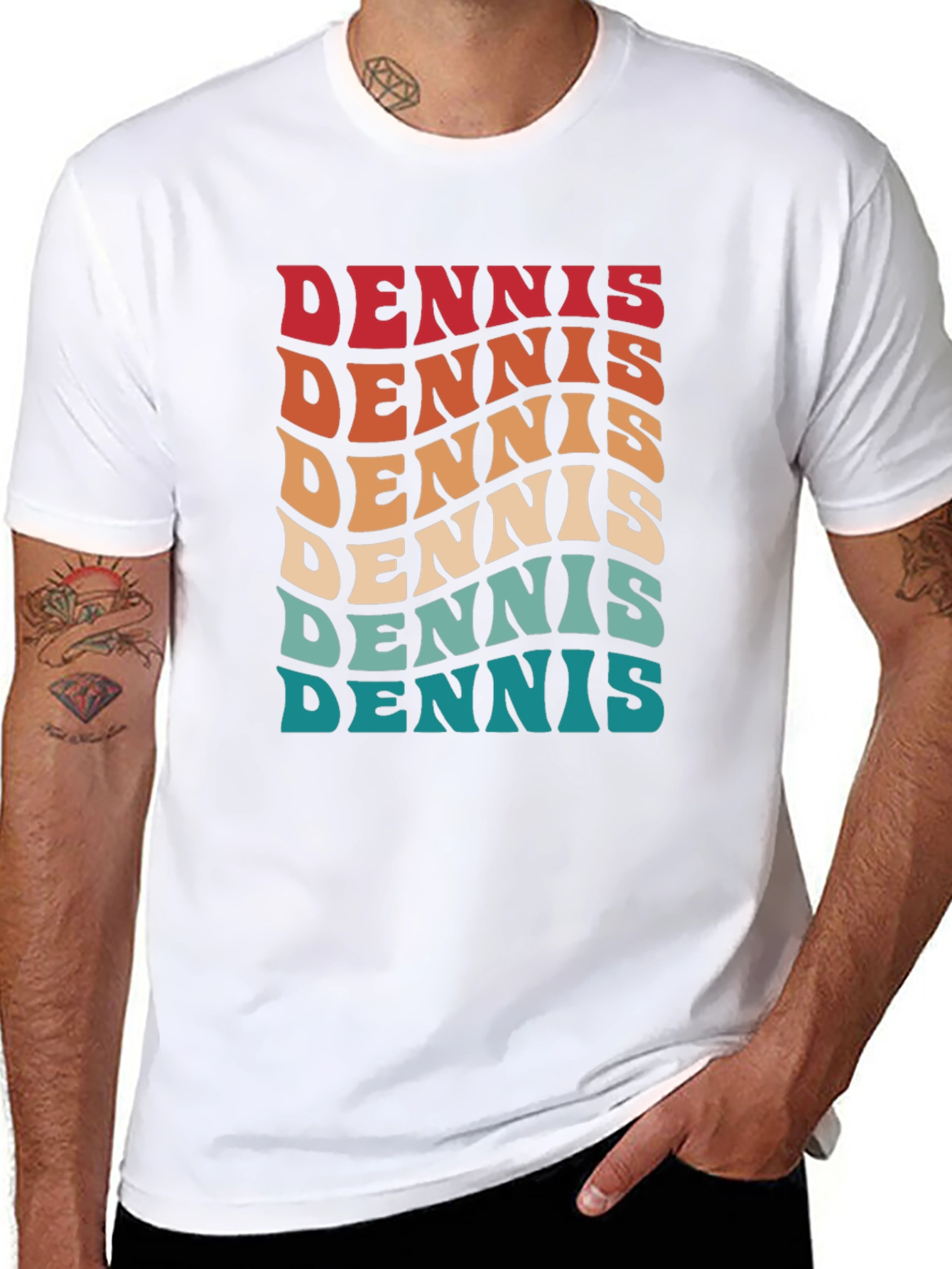 Retro Dennis Name Wave Black T-Shirt
