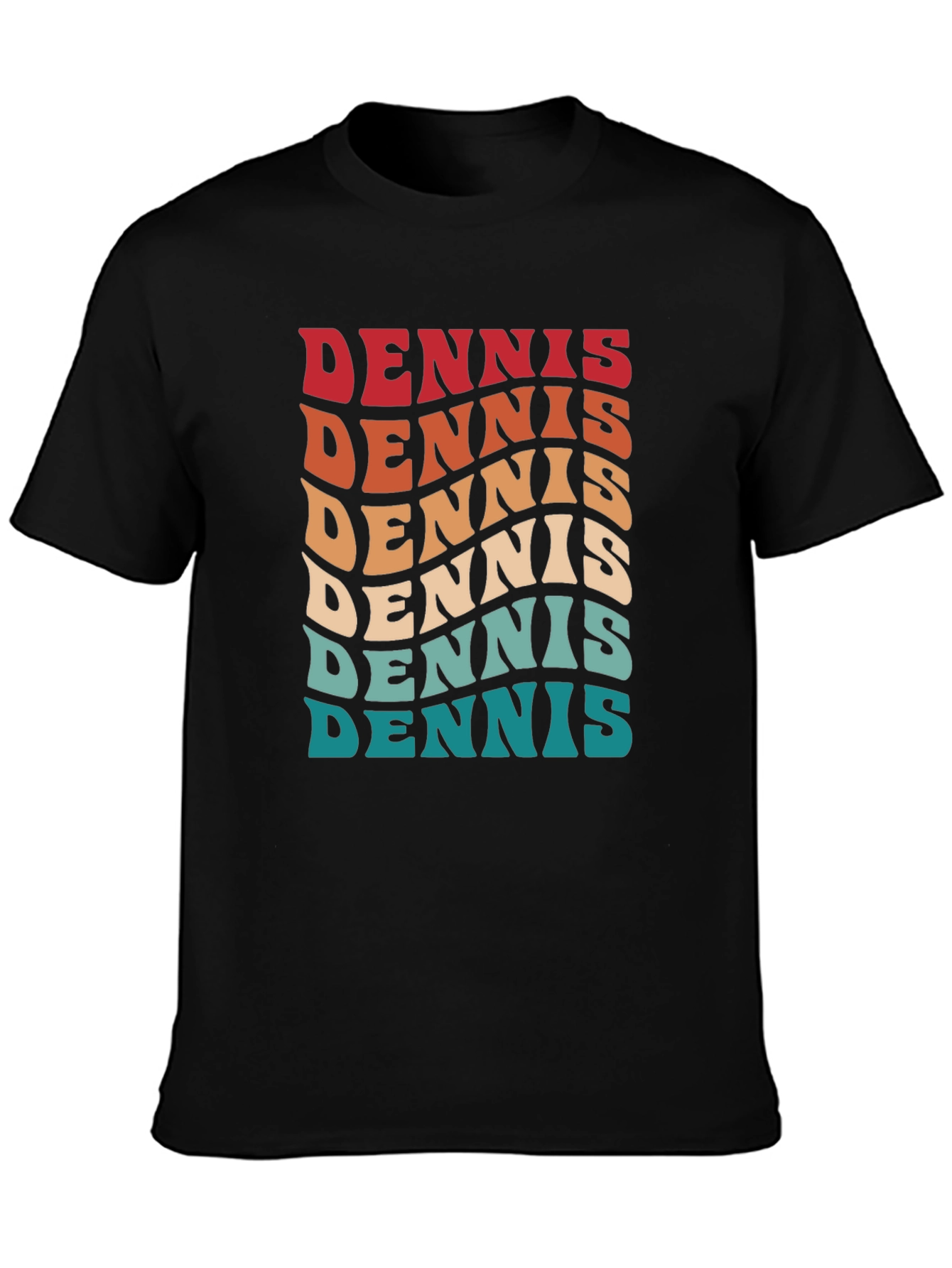 Retro Dennis Name Wave Black T-Shirt