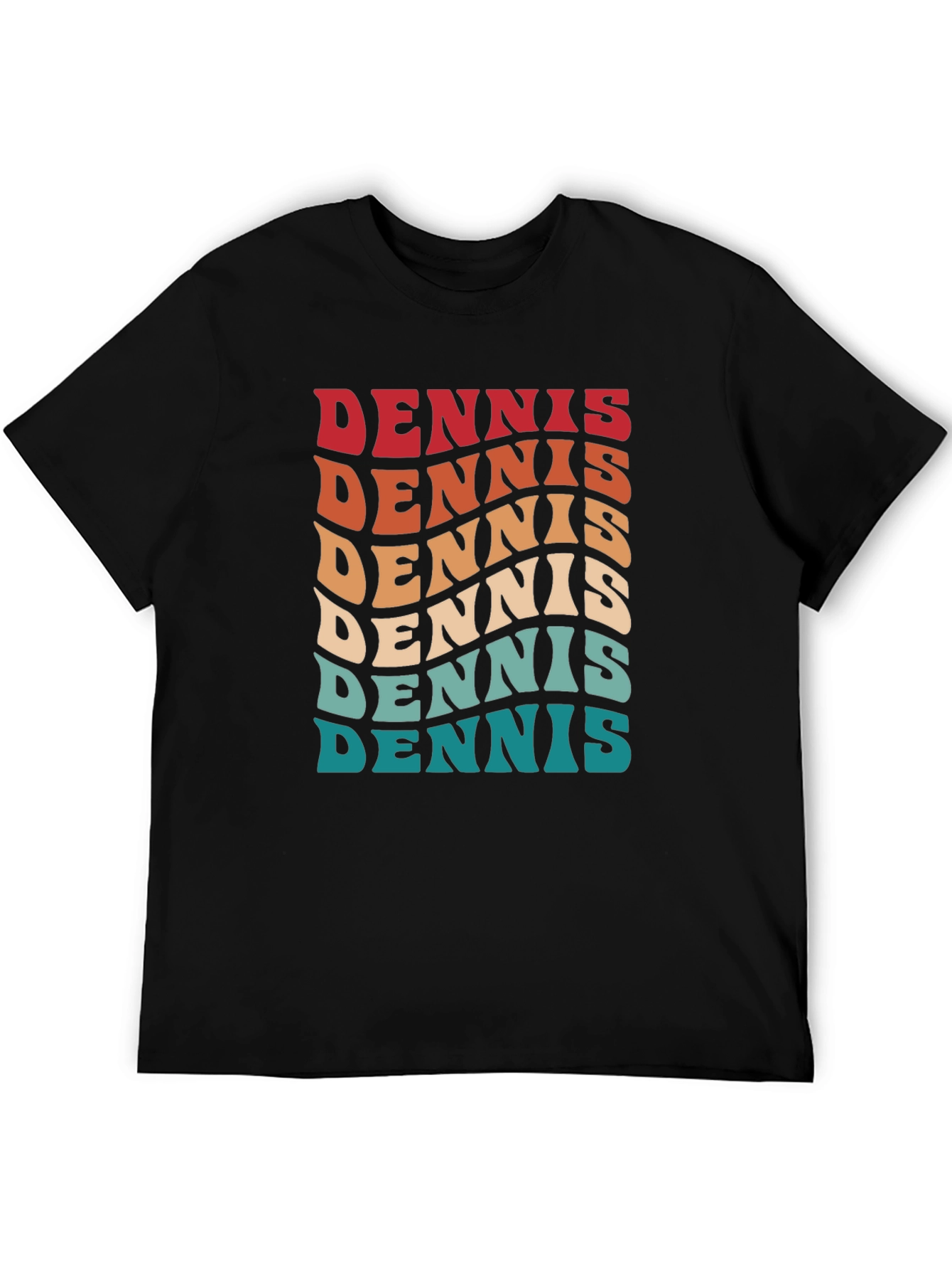 Retro Dennis Name Wave Black T-Shirt