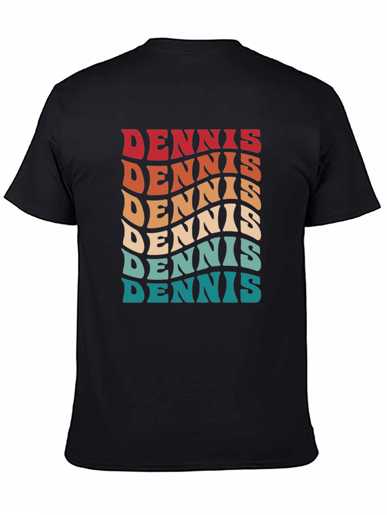 Retro Dennis Name Wave Black T-Shirt