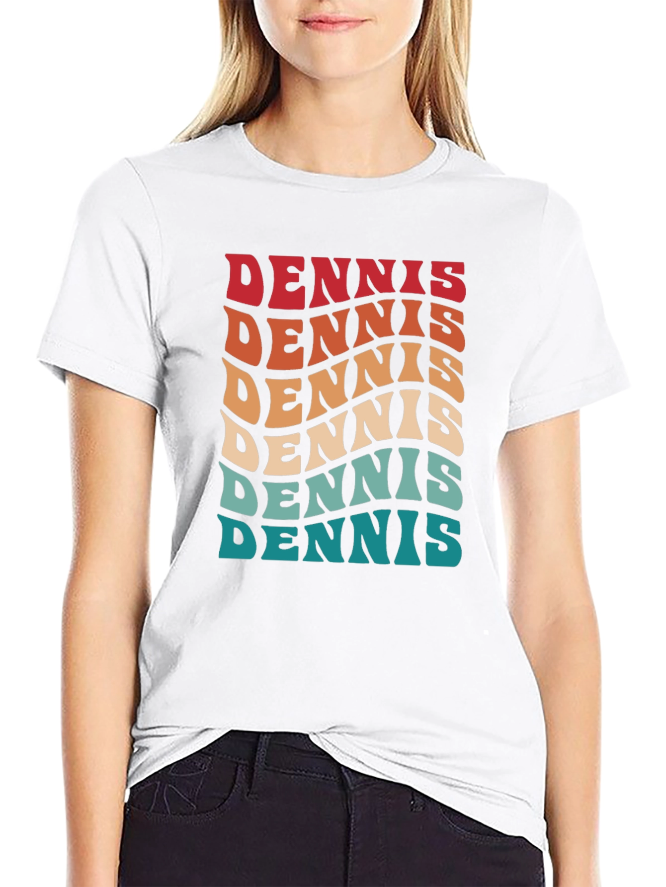 Retro Dennis Name Wave Black T-Shirt