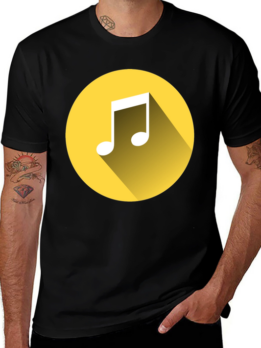 Music Note Graphic Tee - Black Cotton T-Shirt