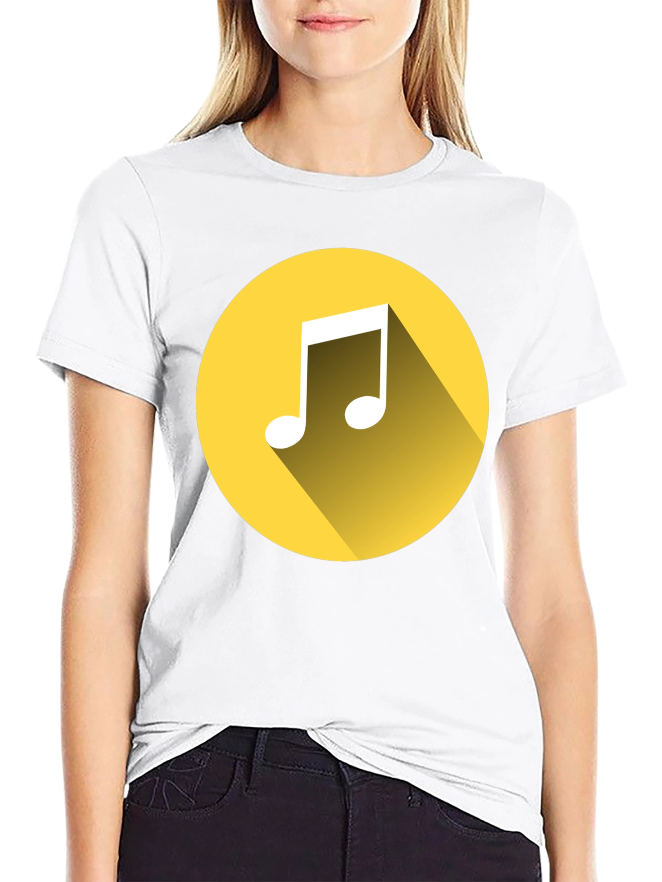 Music Note Graphic Tee - Black Cotton T-Shirt