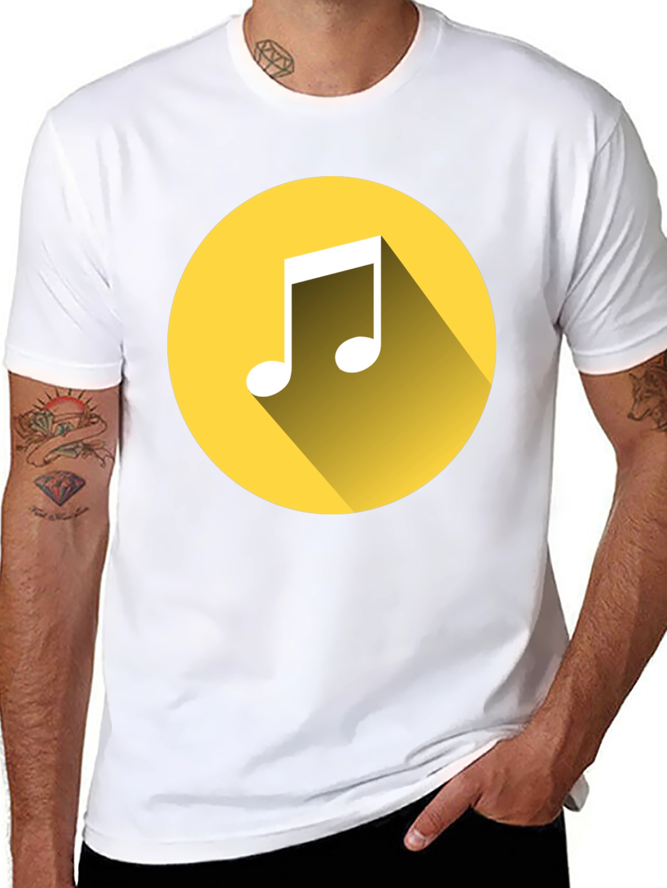 Music Note Graphic Tee - Black Cotton T-Shirt