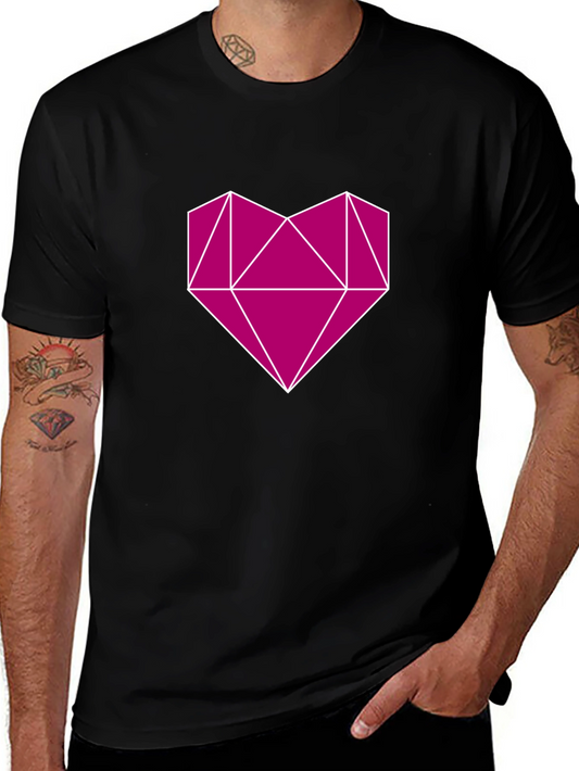Geometric Heart Graphic Tee - Modern Style