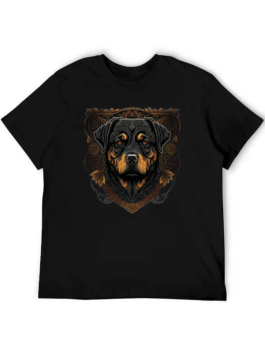 Rottweiler Graphic Print Black T-Shirt