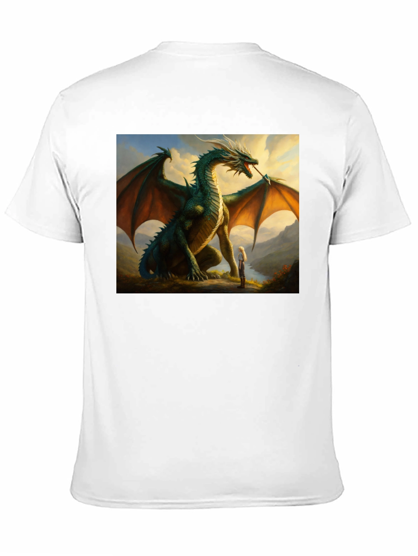 Dragon & Girl Graphic T-Shirt - Fantasy Creature Tee