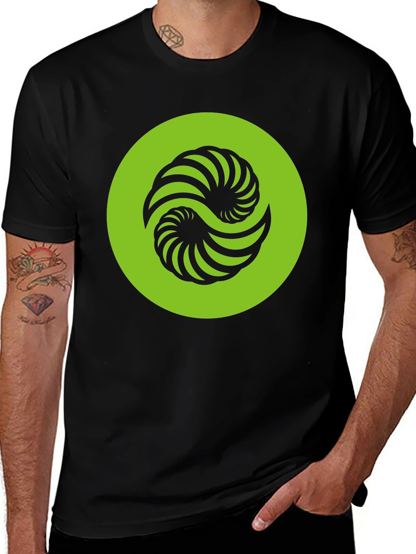 Abstract Yin Yang Graphic Tee - Black