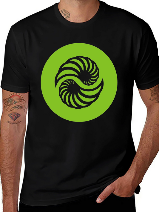 Abstract Yin Yang Graphic Tee - Black