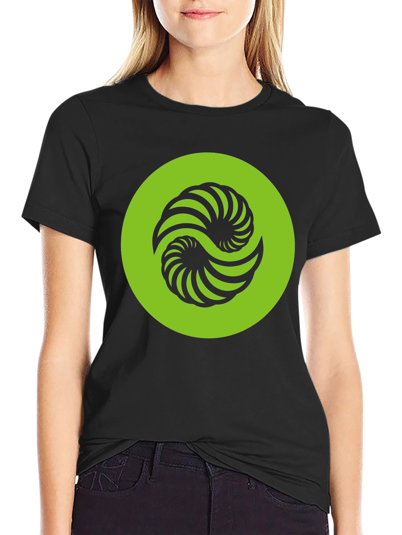 Abstract Yin Yang Graphic Tee - Black