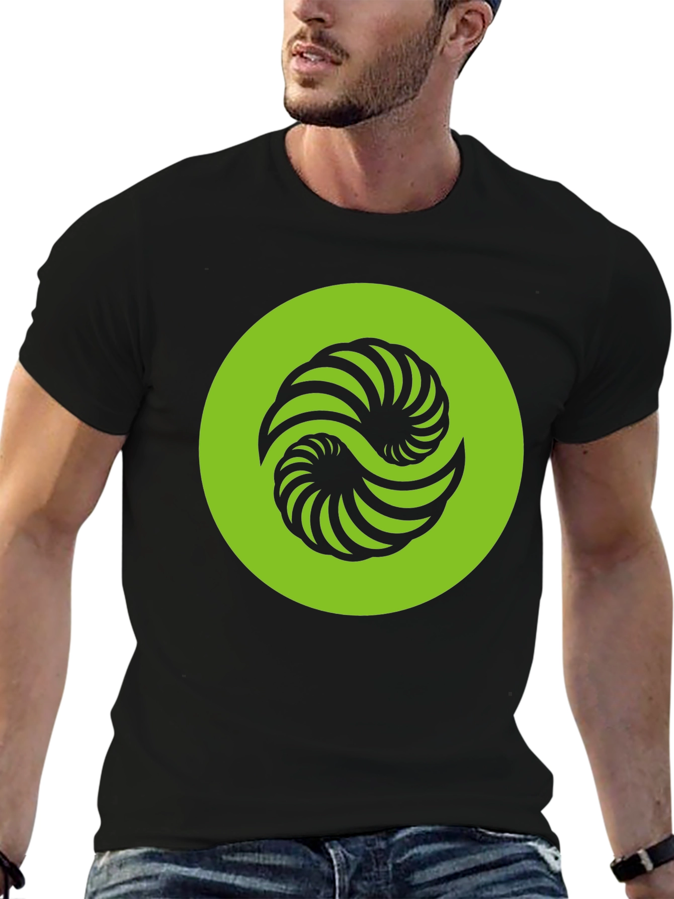 Abstract Yin Yang Graphic Tee - Black