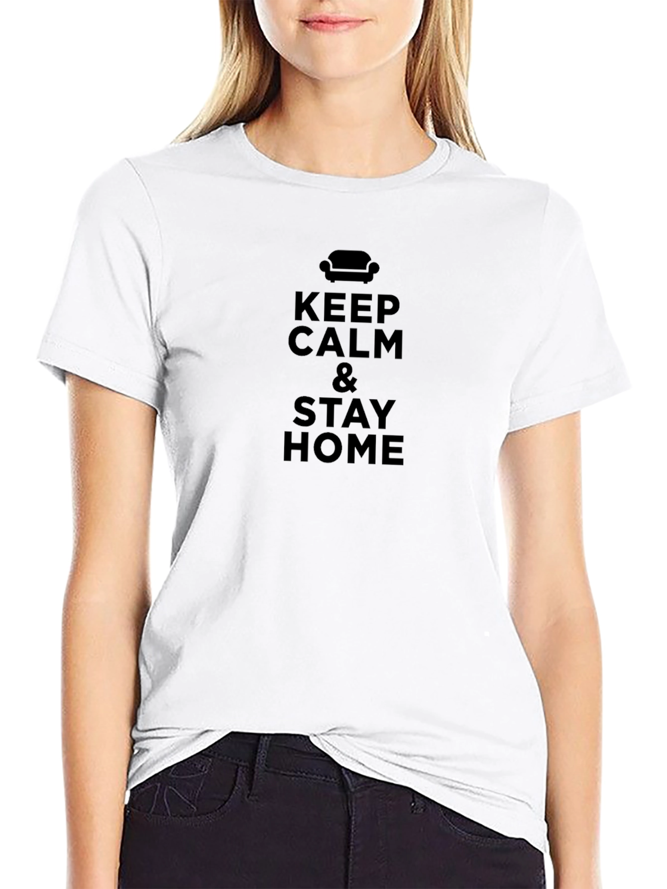 Keep Calm & Stay Home Black Graphic Tee