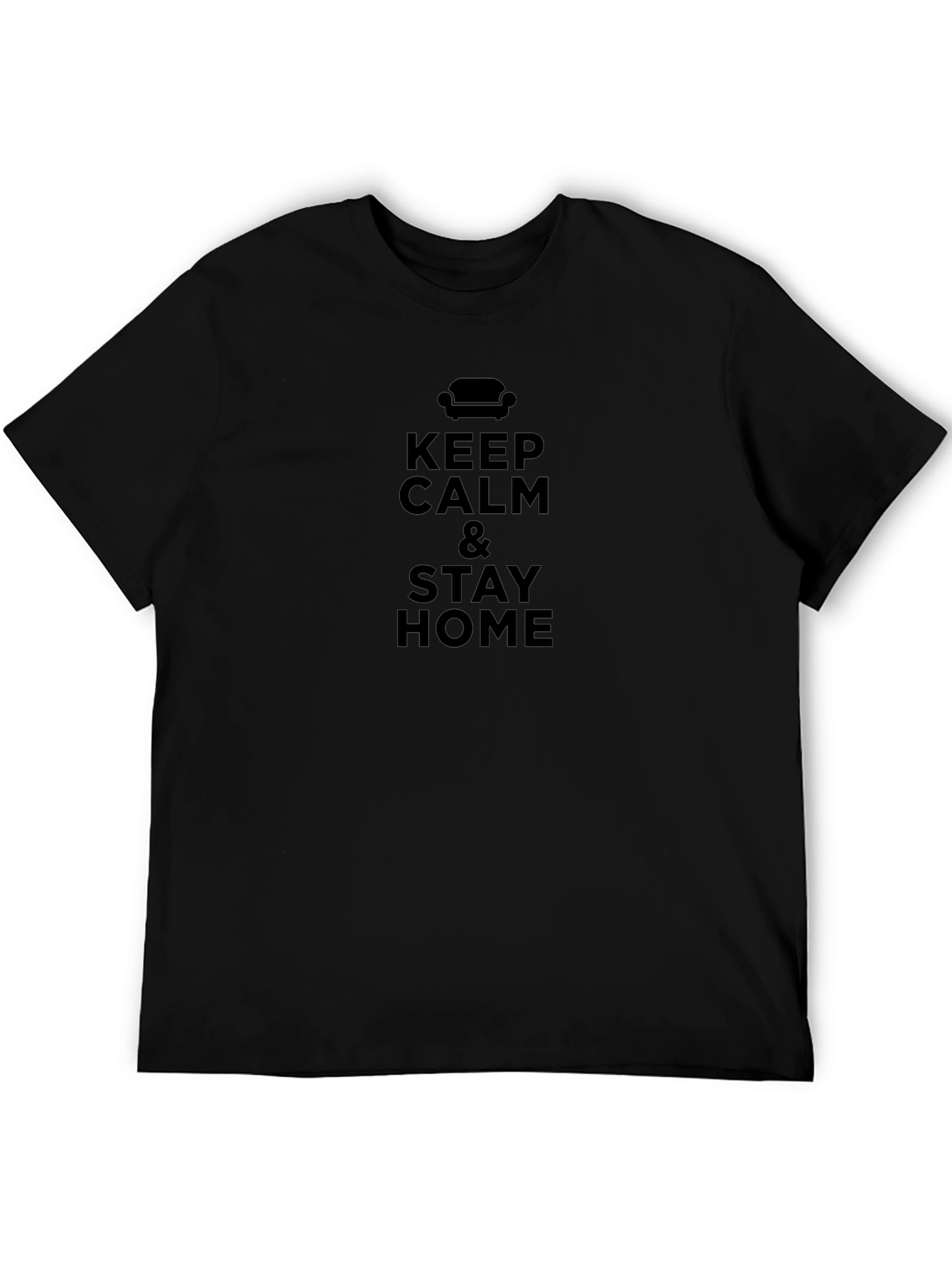 Keep Calm & Stay Home Black Graphic Tee