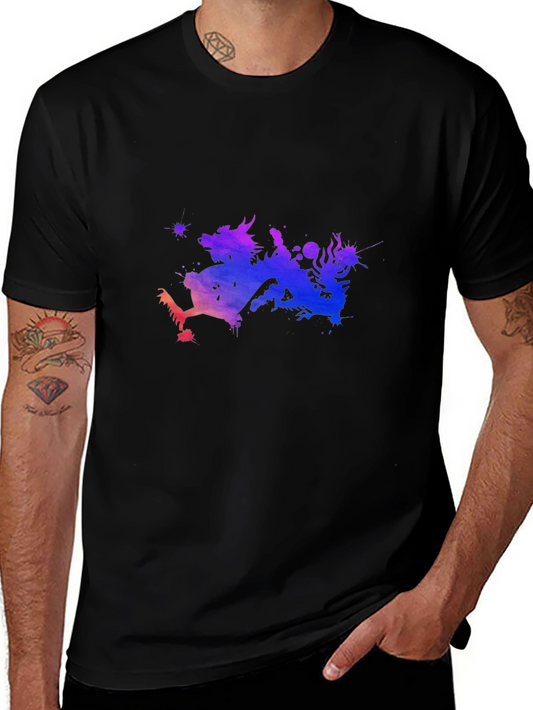 Dragon Watercolor Graphic Tee - Mens Black T-Shirt