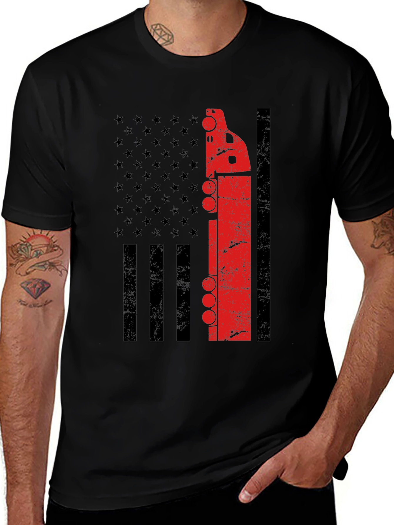 American Flag Trucker T-Shirt