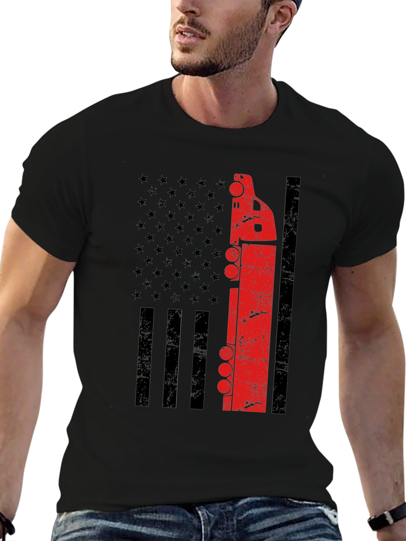 American Flag Trucker T-Shirt