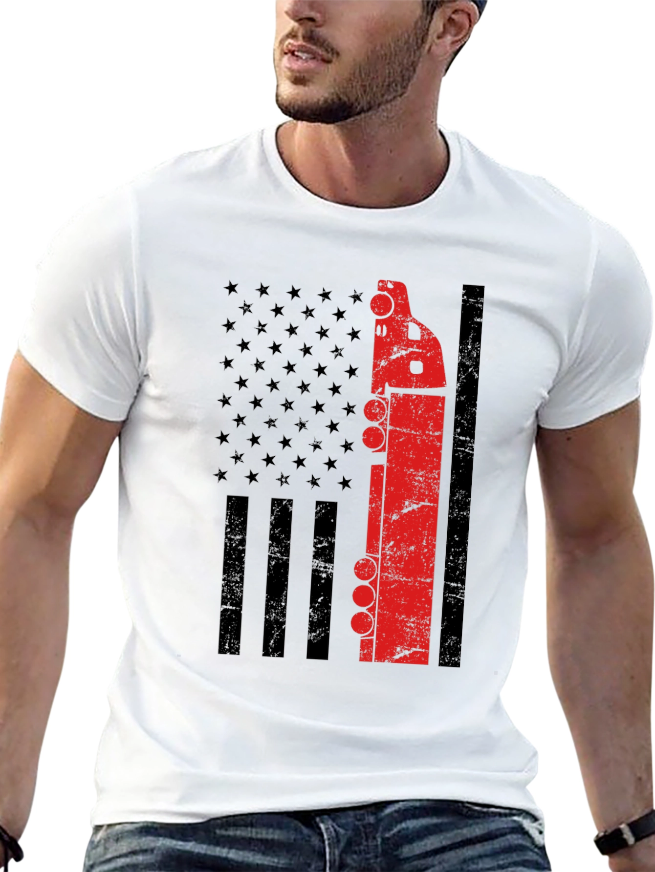 American Flag Trucker T-Shirt